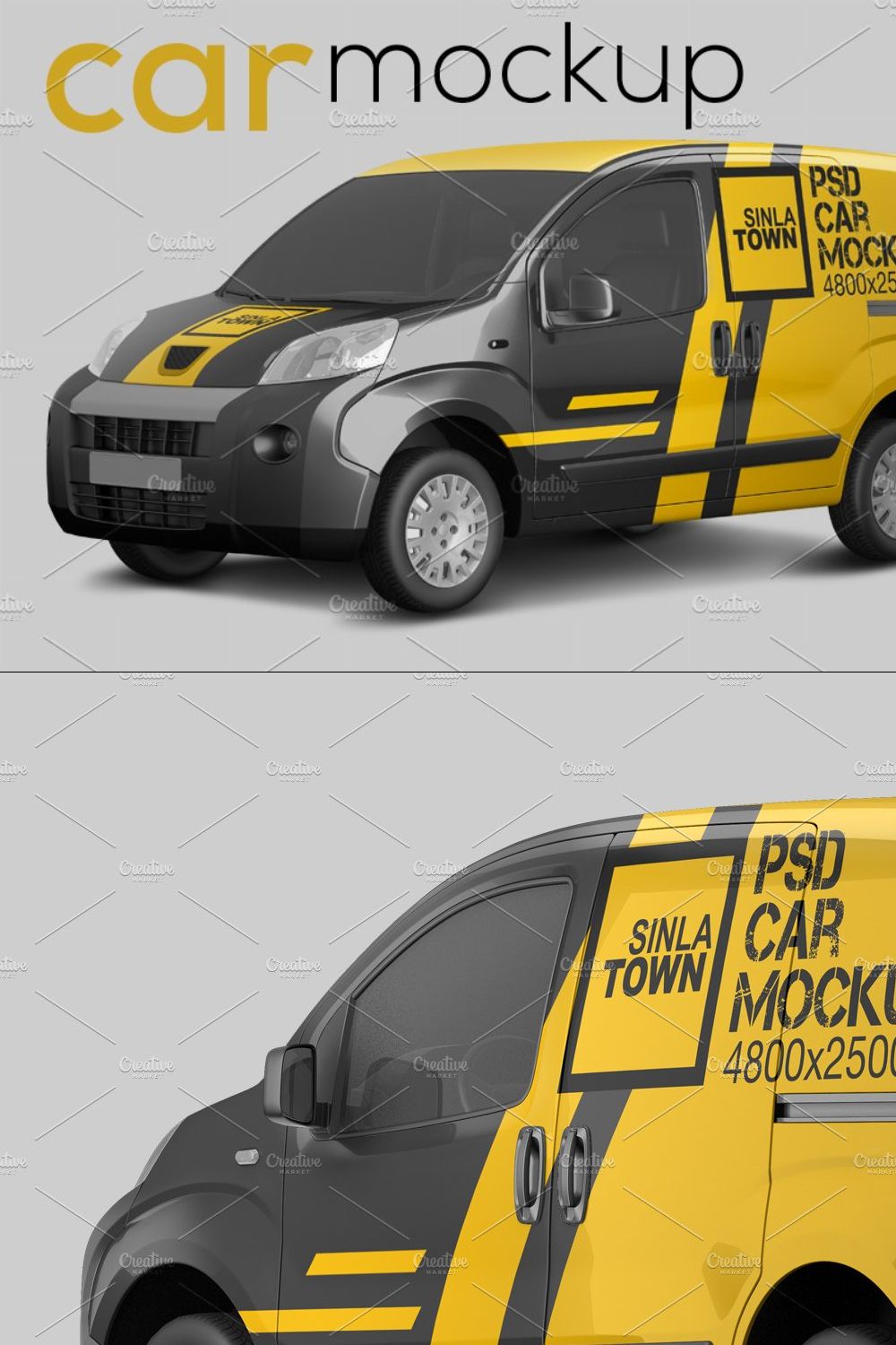 Realistic PSD Car Mocup pinterest preview image.
