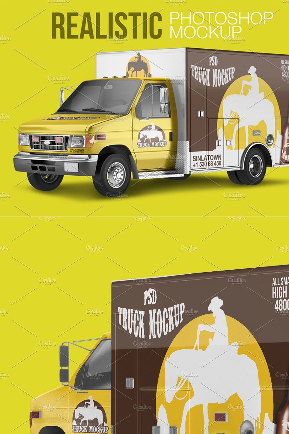 Realistic PSD Truck Mockup pinterest preview image.