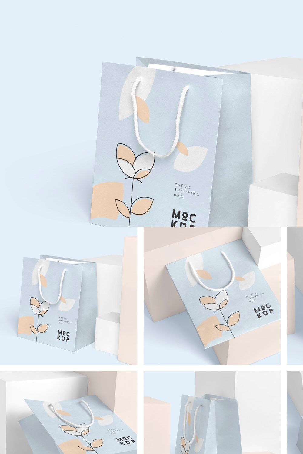 Rectangle Paper Shopping Bag Mockups pinterest preview image.