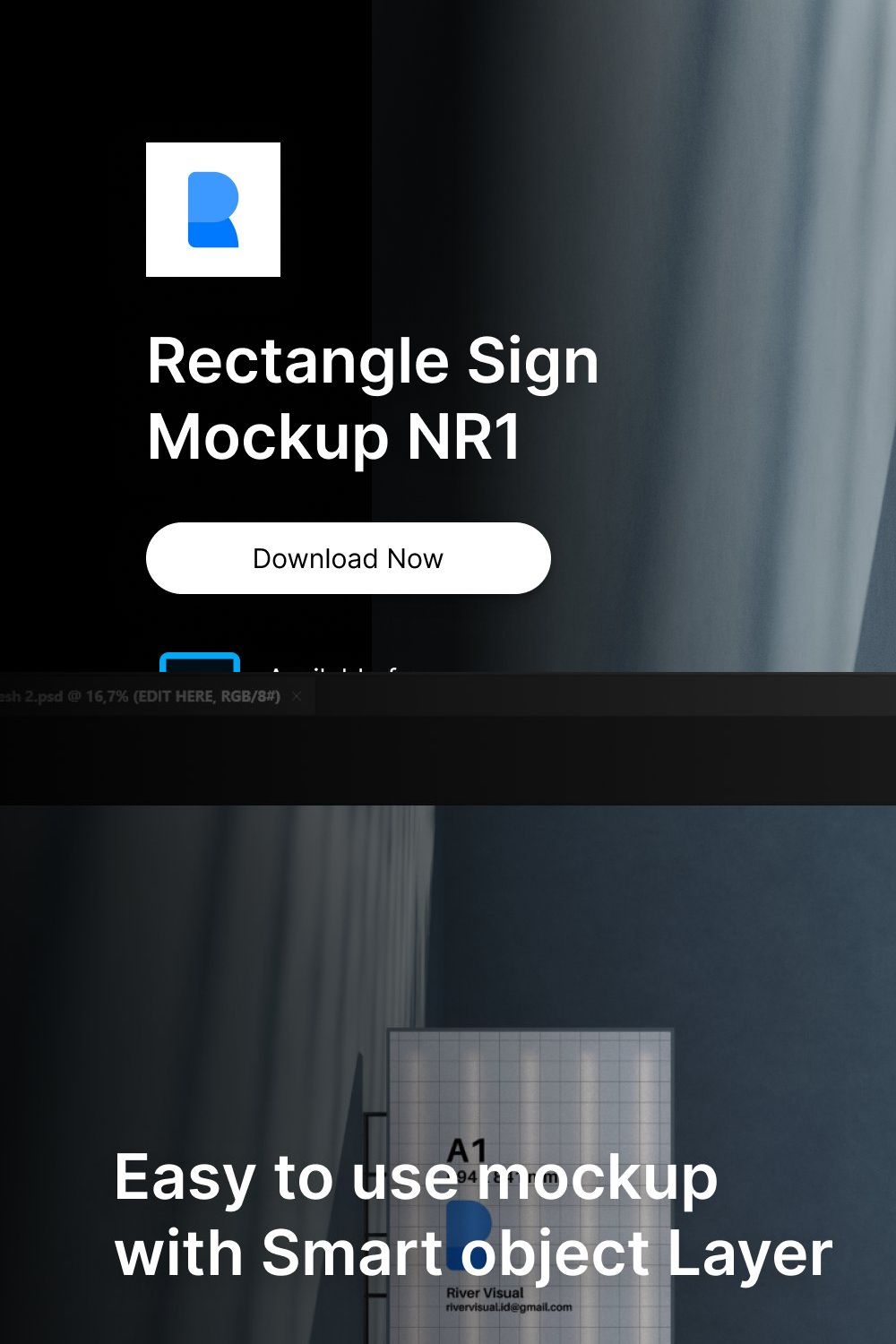Rectangle Sign Mockup NR 1 pinterest preview image.