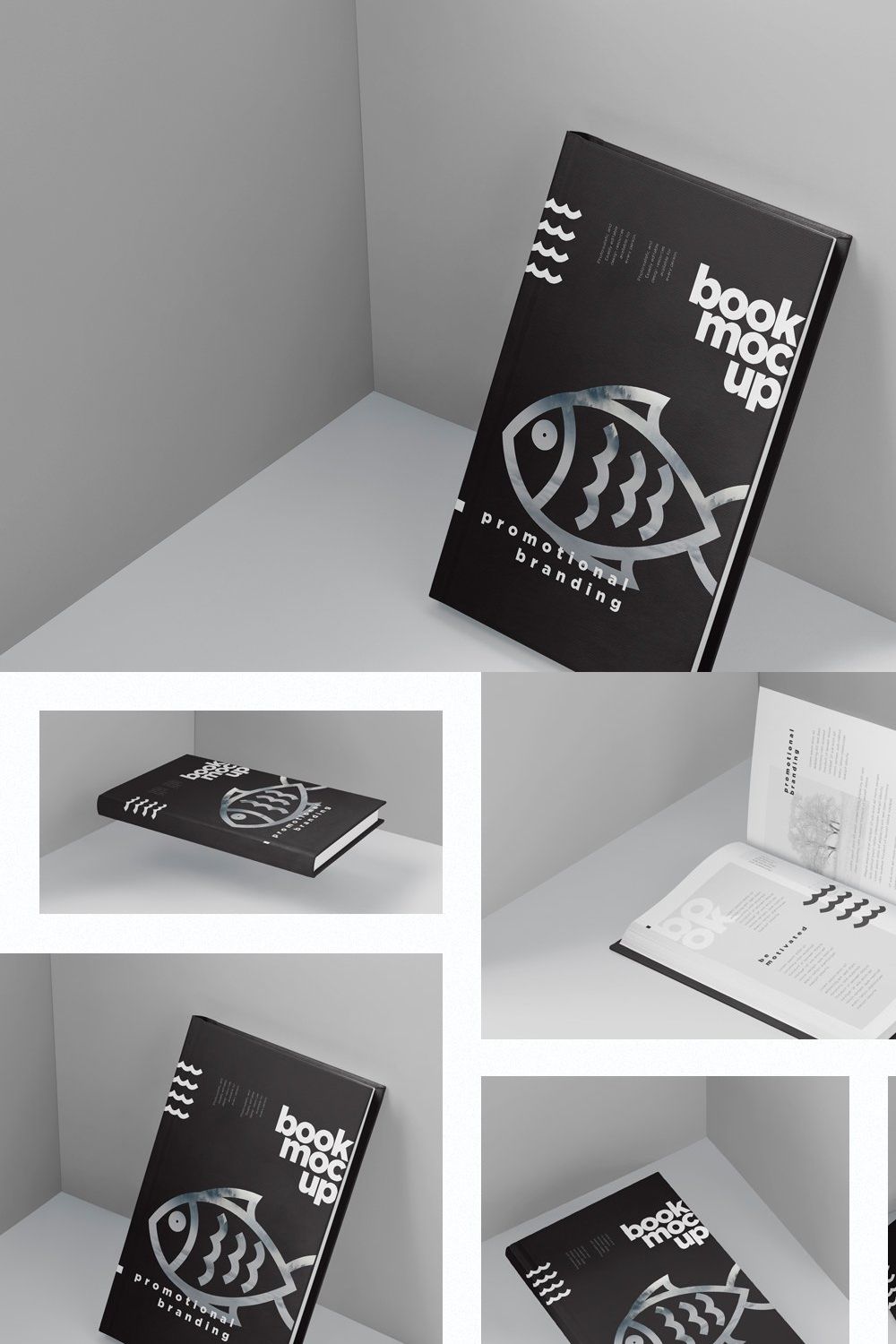 Rectangular Book Mockups pinterest preview image.