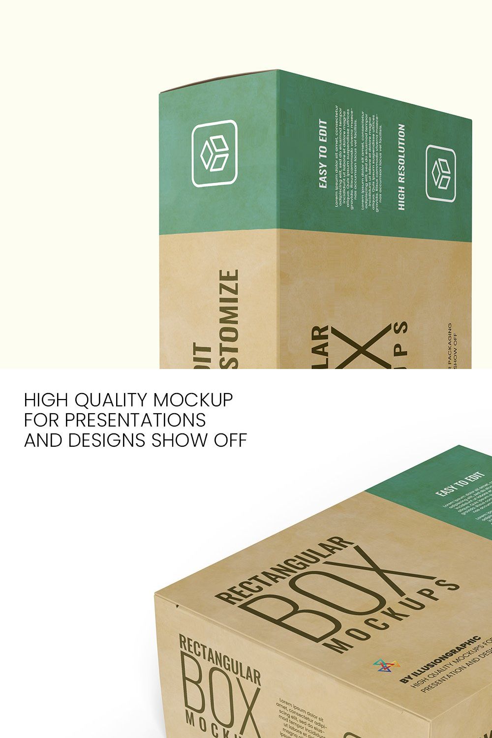 Rectangular Box Mockups - 13 views pinterest preview image.