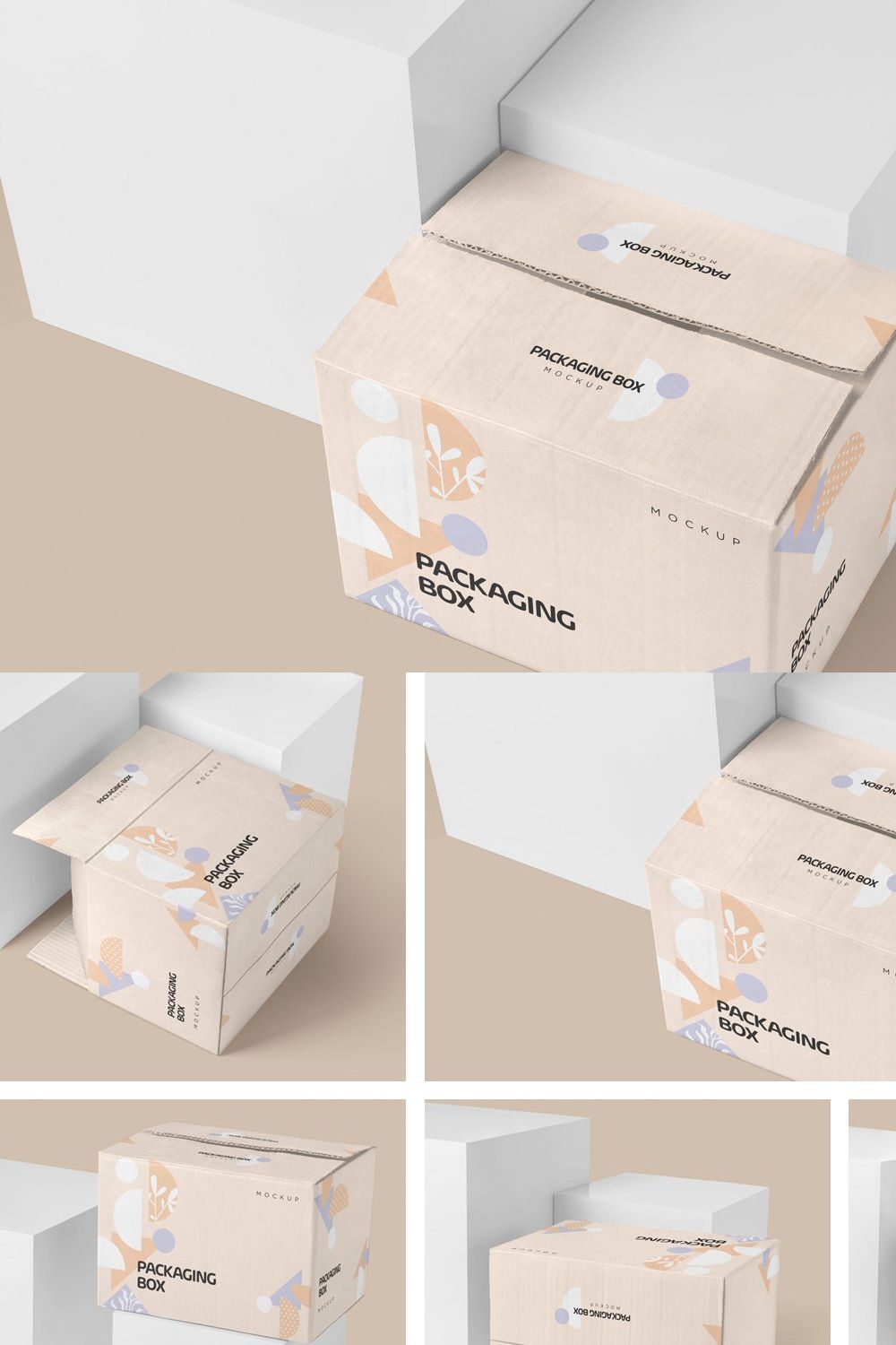 Rectangular Cardboard Box Mockups pinterest preview image.
