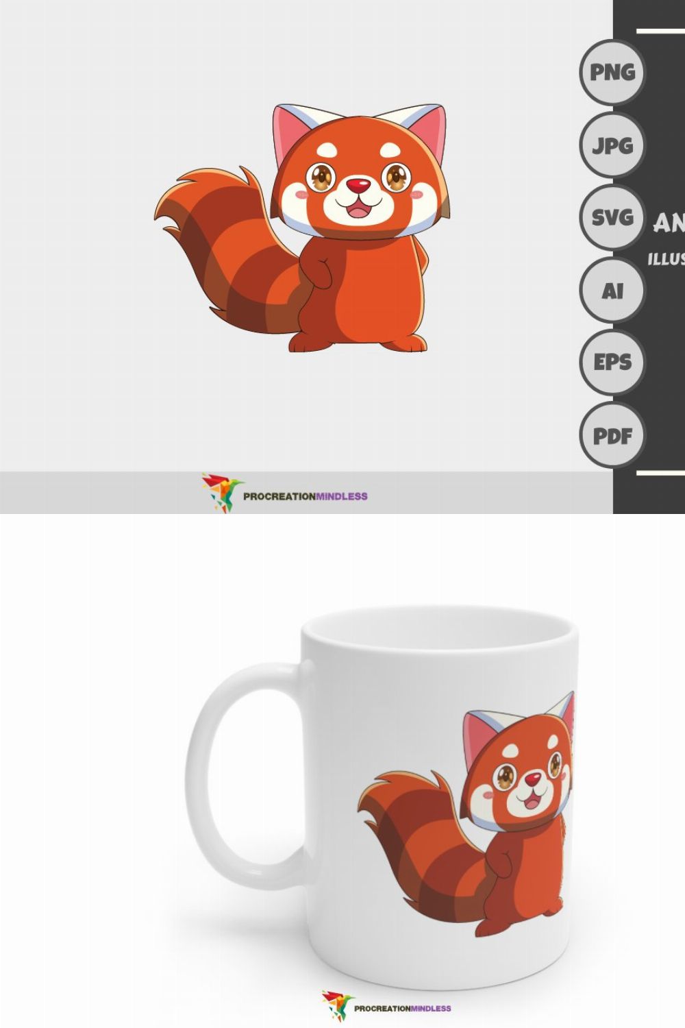 Red Racoon illustration pinterest preview image.
