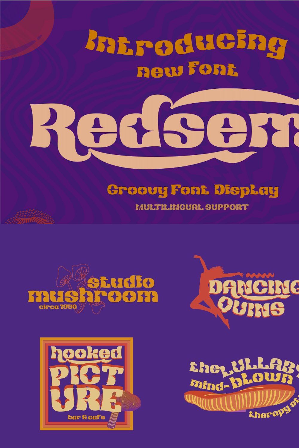 Redsema | Groovy Retro Font pinterest preview image.