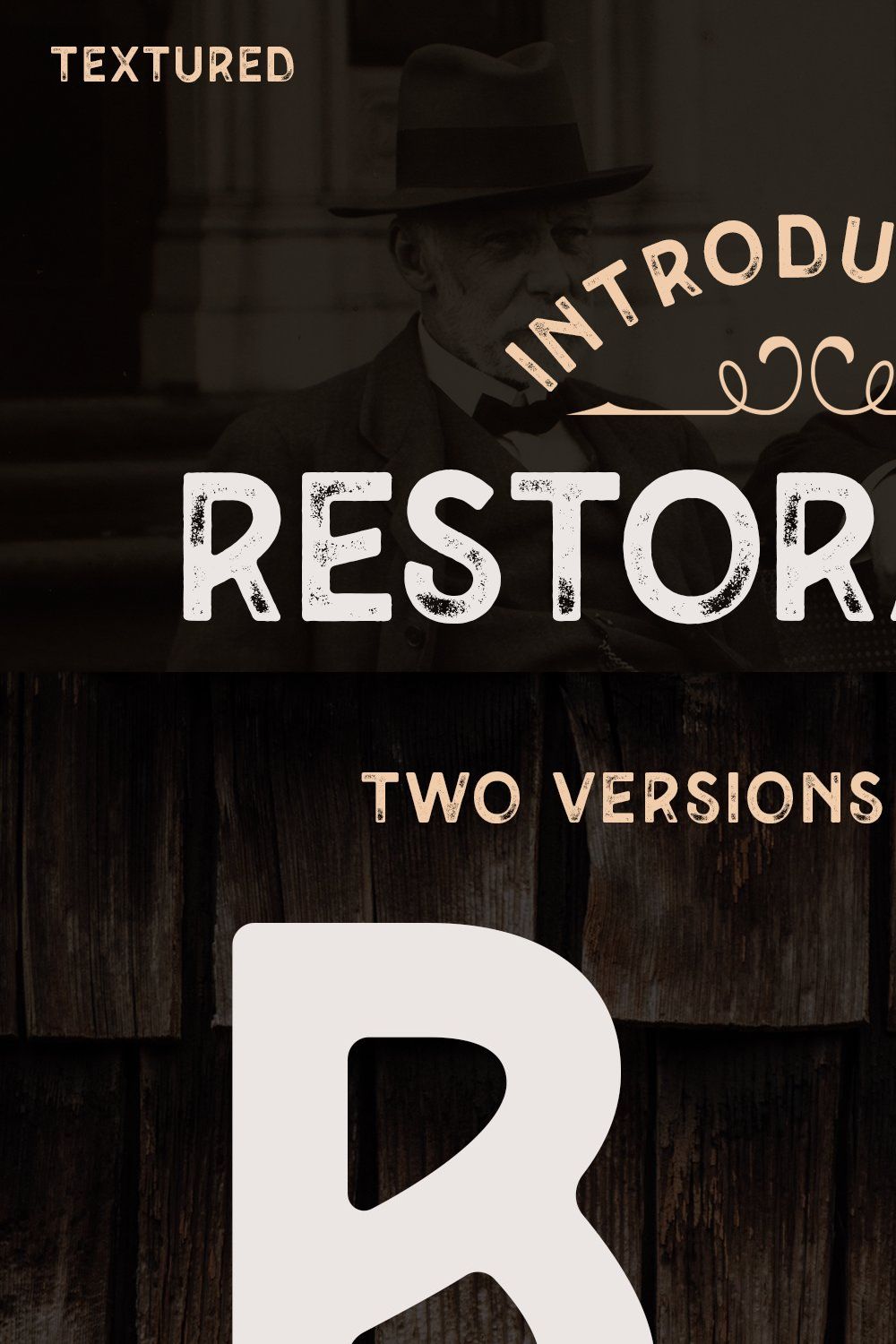 Restoration - Vintage Font pinterest preview image.
