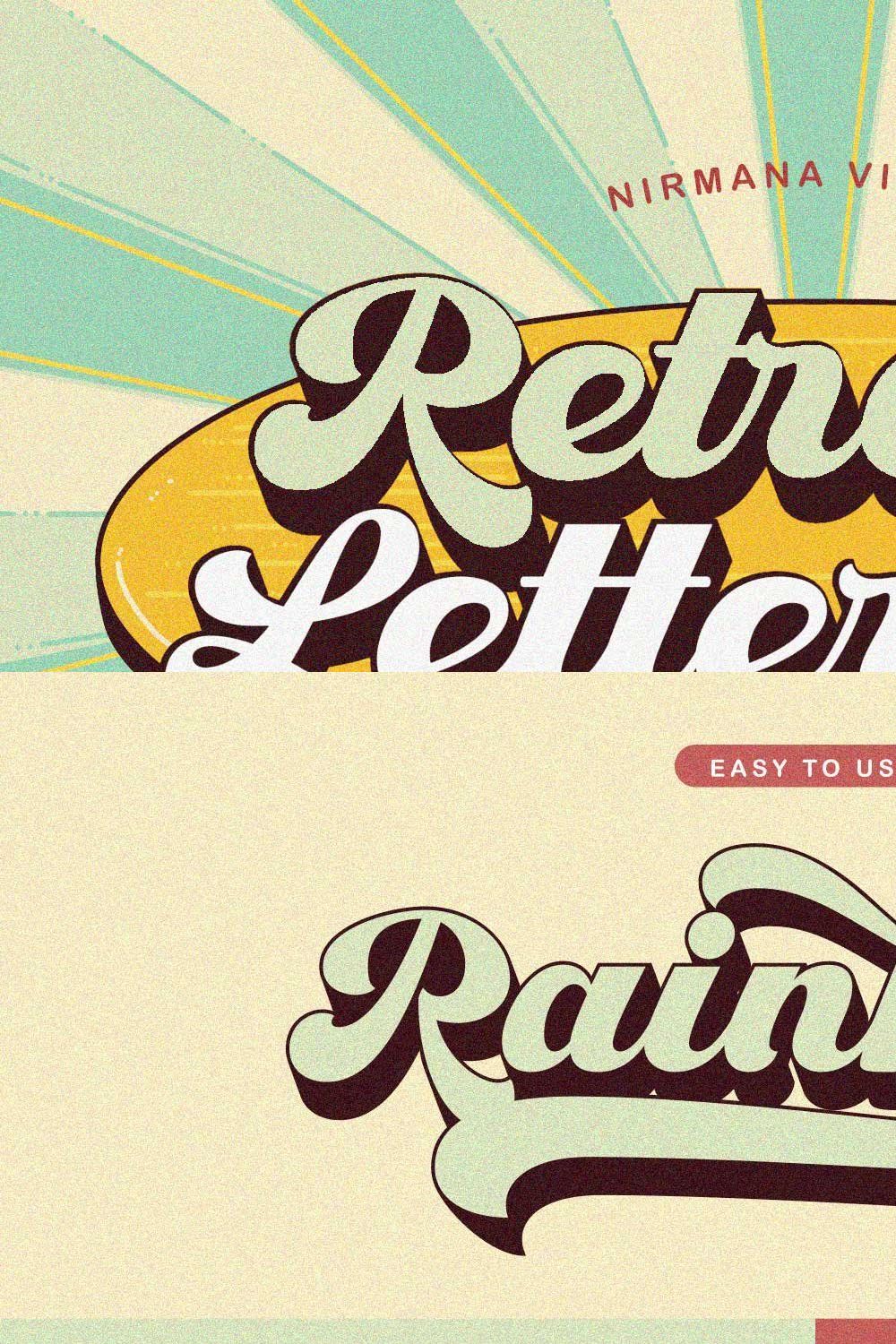 Retro Lettering - Groovy font pinterest preview image.