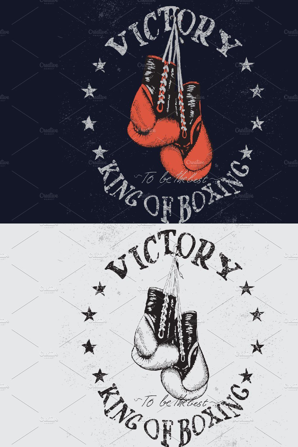 Retro logo with boxing gloves pinterest preview image.