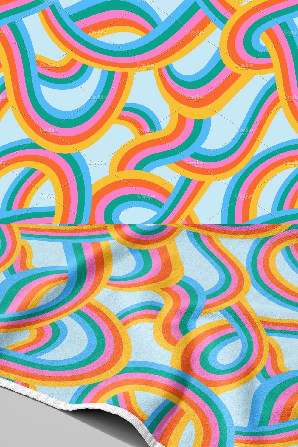 Retro Rainbow Pattern pinterest preview image.