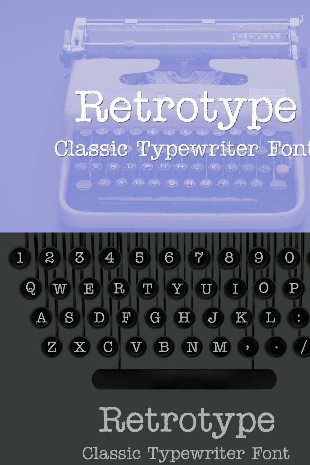Retrotype - Classic Typewriter Font pinterest preview image.