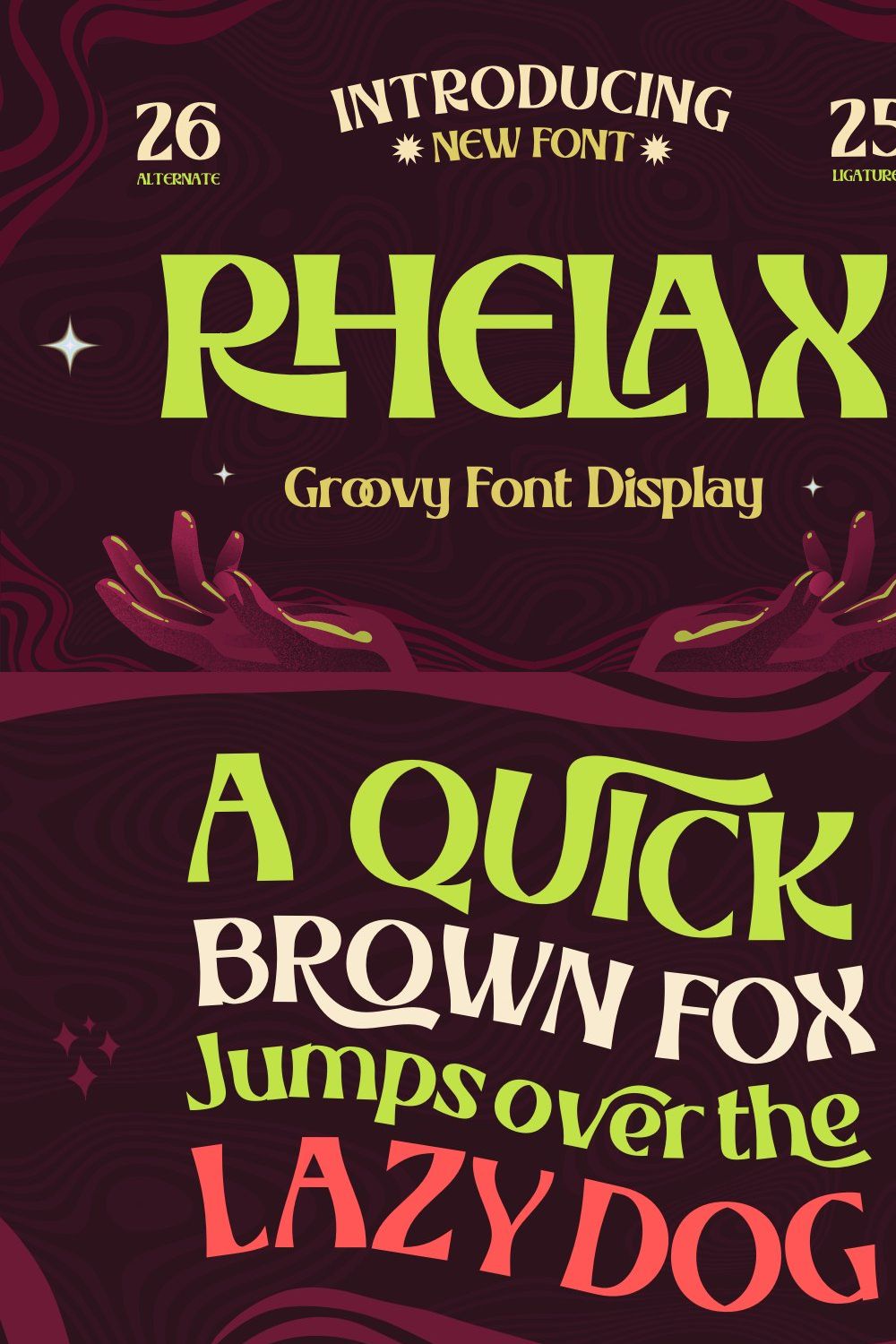 RHELAX | Groovy Retro Font pinterest preview image.