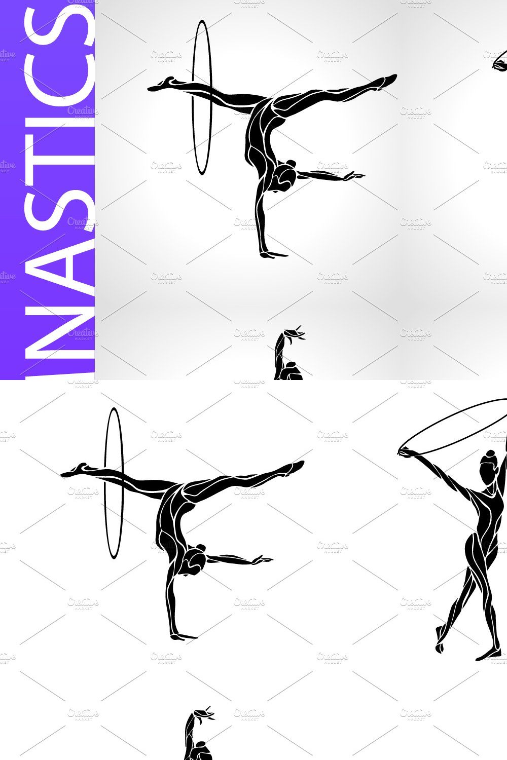 Set of rhythmic gymnastics silhouettes,gymnastics rhythmic