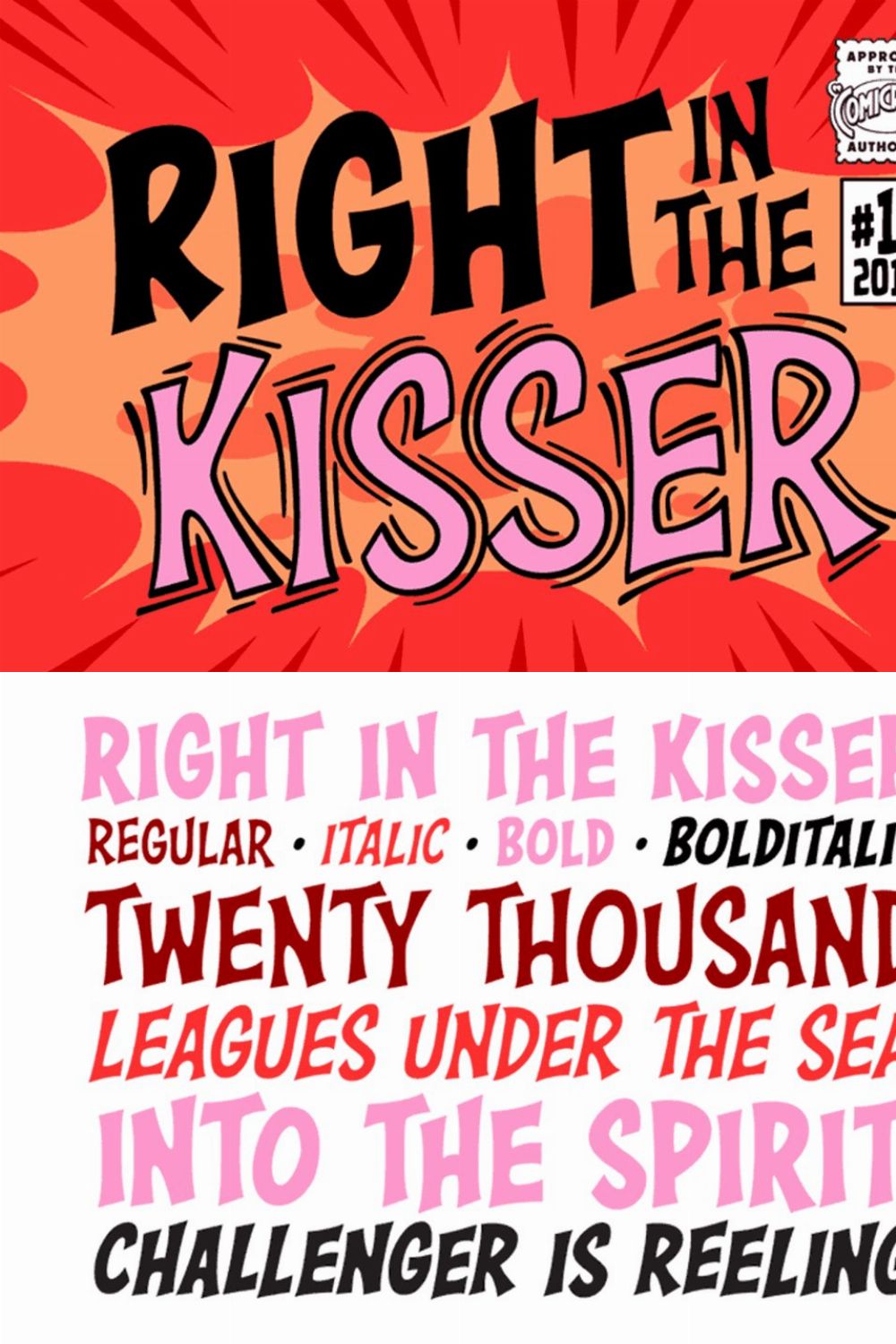 Right in the Kisser Fun Comic Font pinterest preview image.