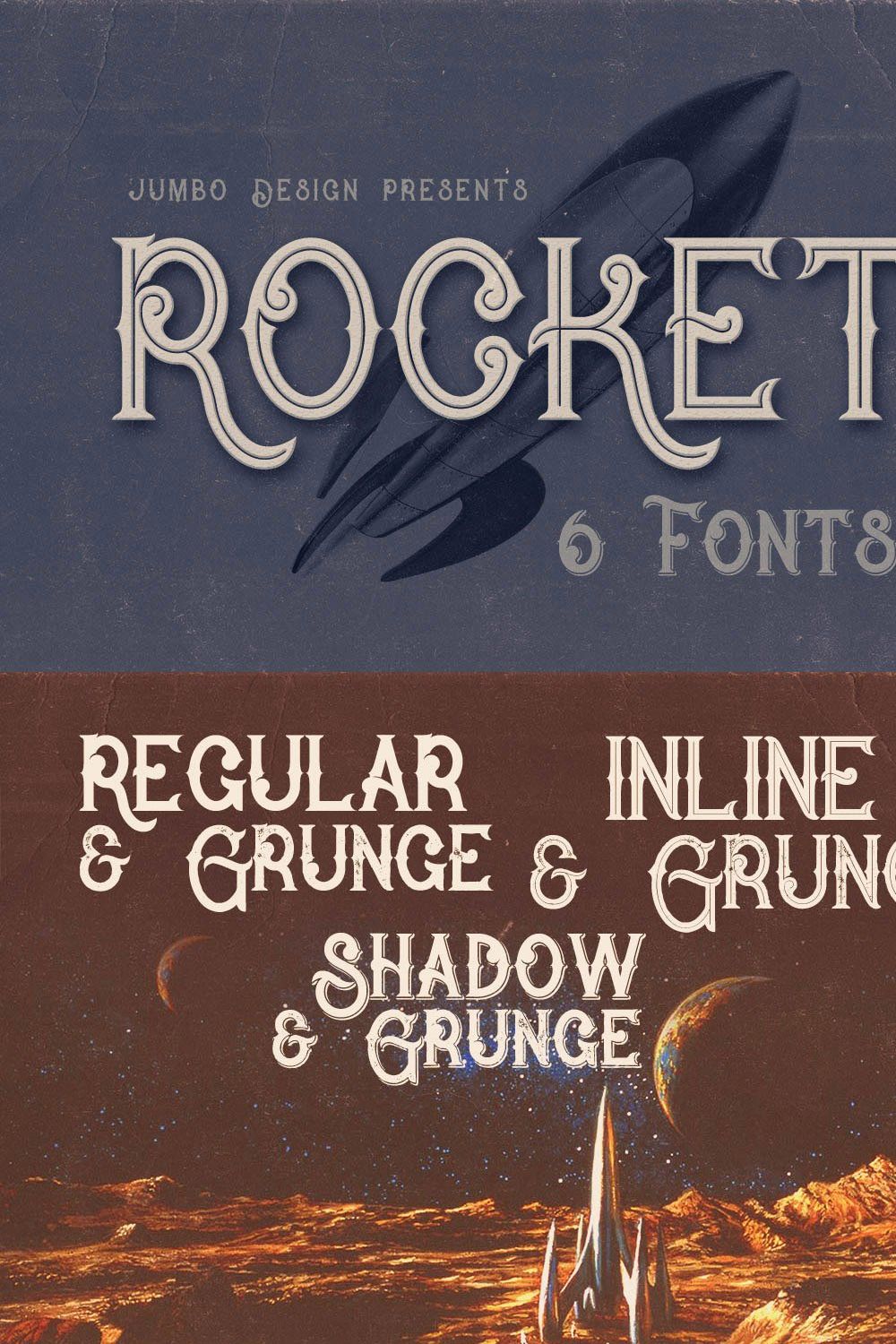 Rocket- Vintage Style Font pinterest preview image.