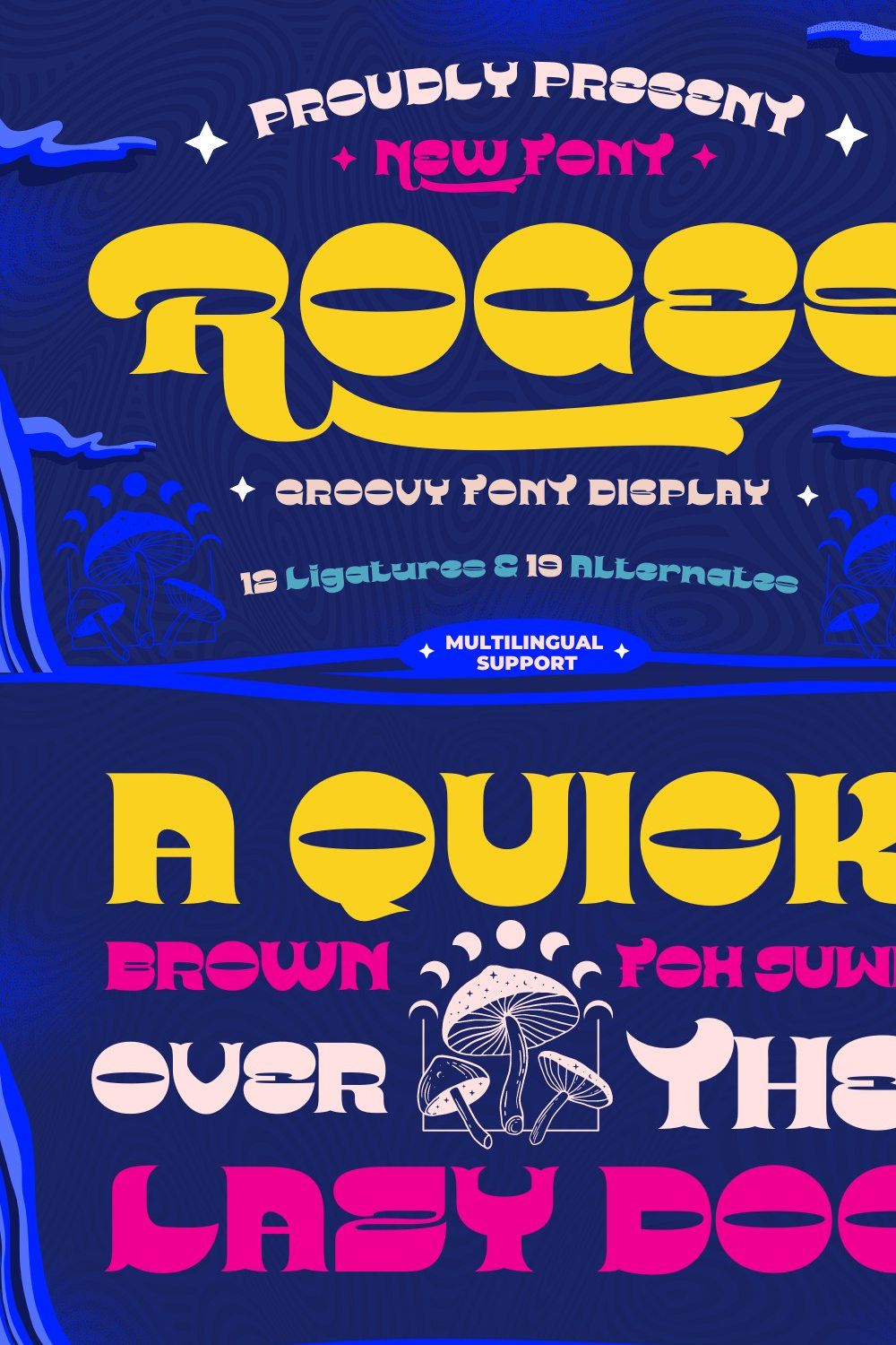 ROGES | Groovy Retro Font pinterest preview image.