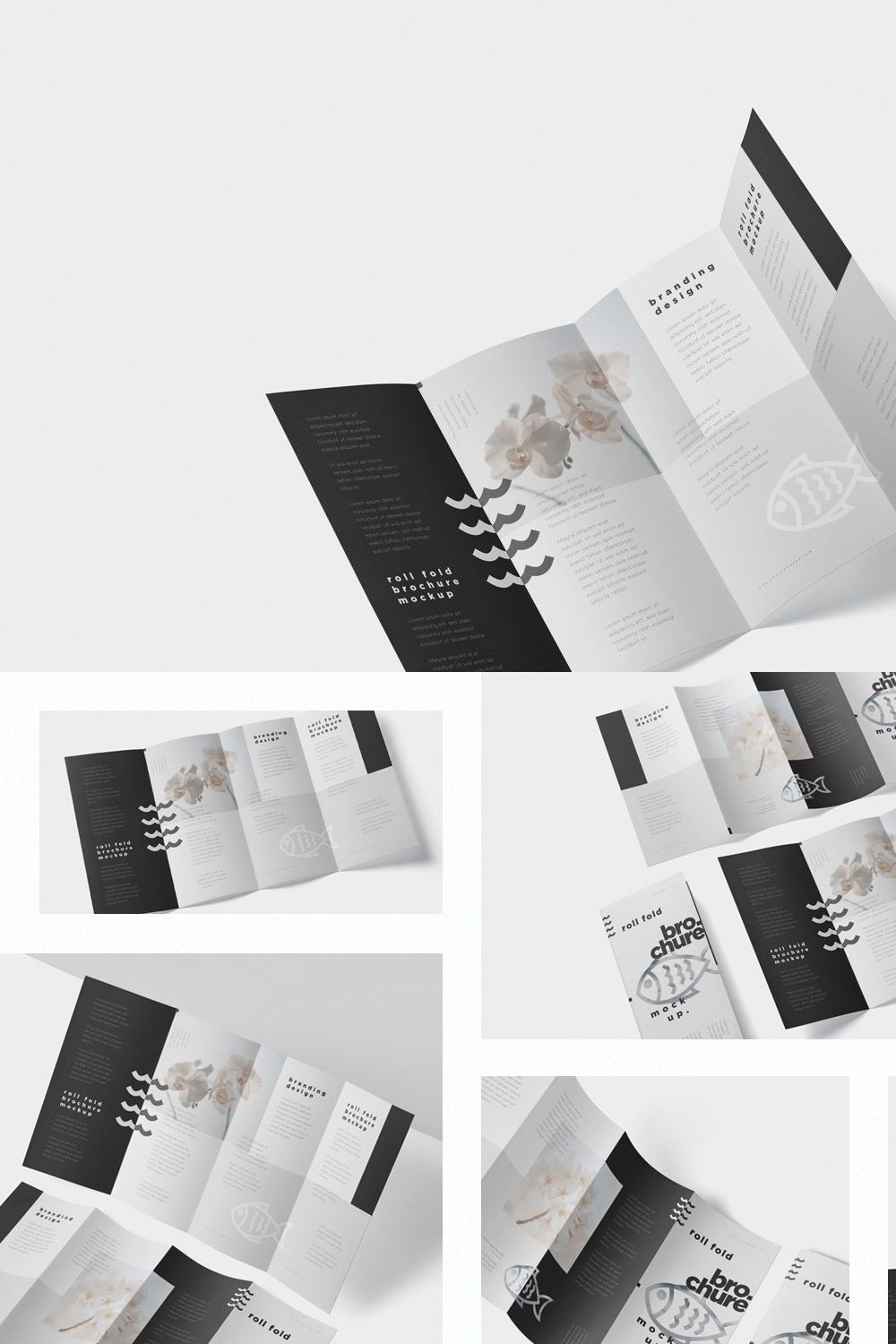 Roll-Fold Brochure Mockup - DL DIN pinterest preview image.