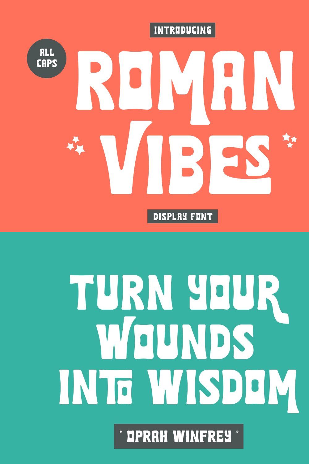 ROMAN VIBES - RETRO DISPLAY FONT pinterest preview image.