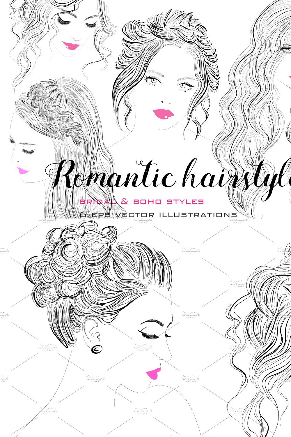 Romantic hairstyles pinterest preview image.