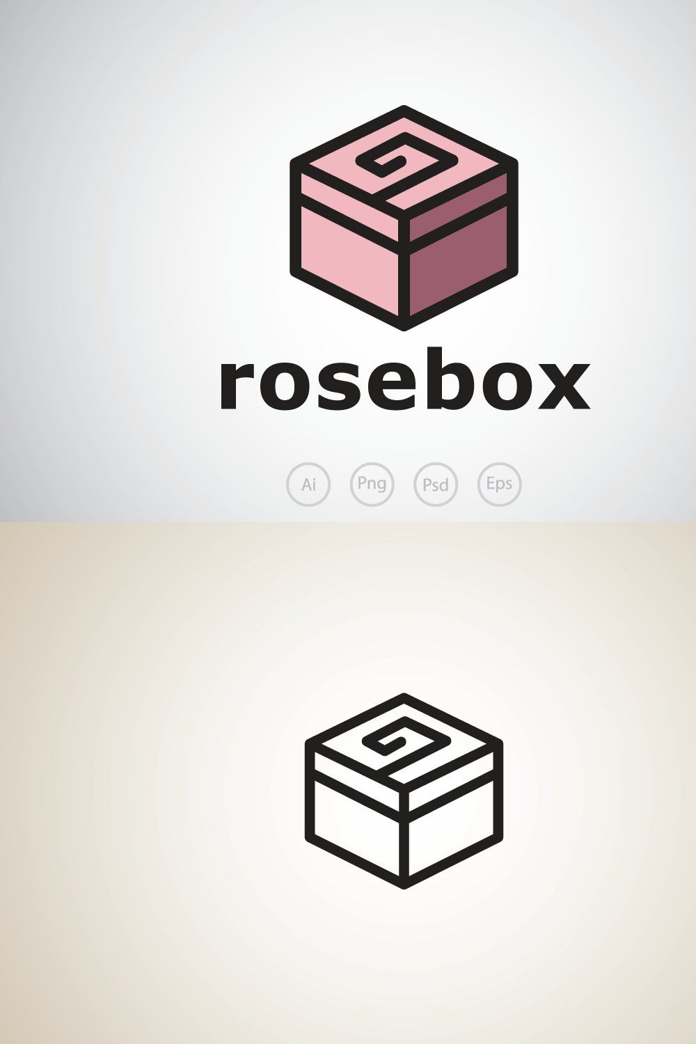 Rose Box Logo Template pinterest preview image.