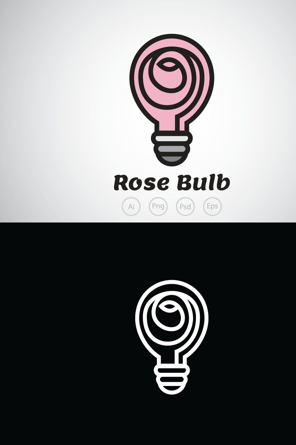 Rose Bulb Logo Template pinterest preview image.