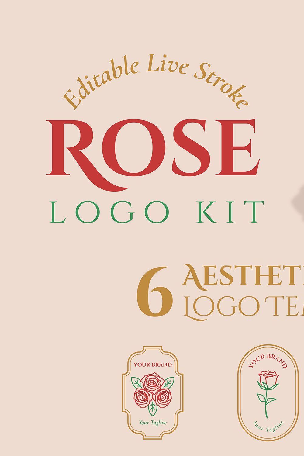 Rose Flower Logo Kit Template pinterest preview image.