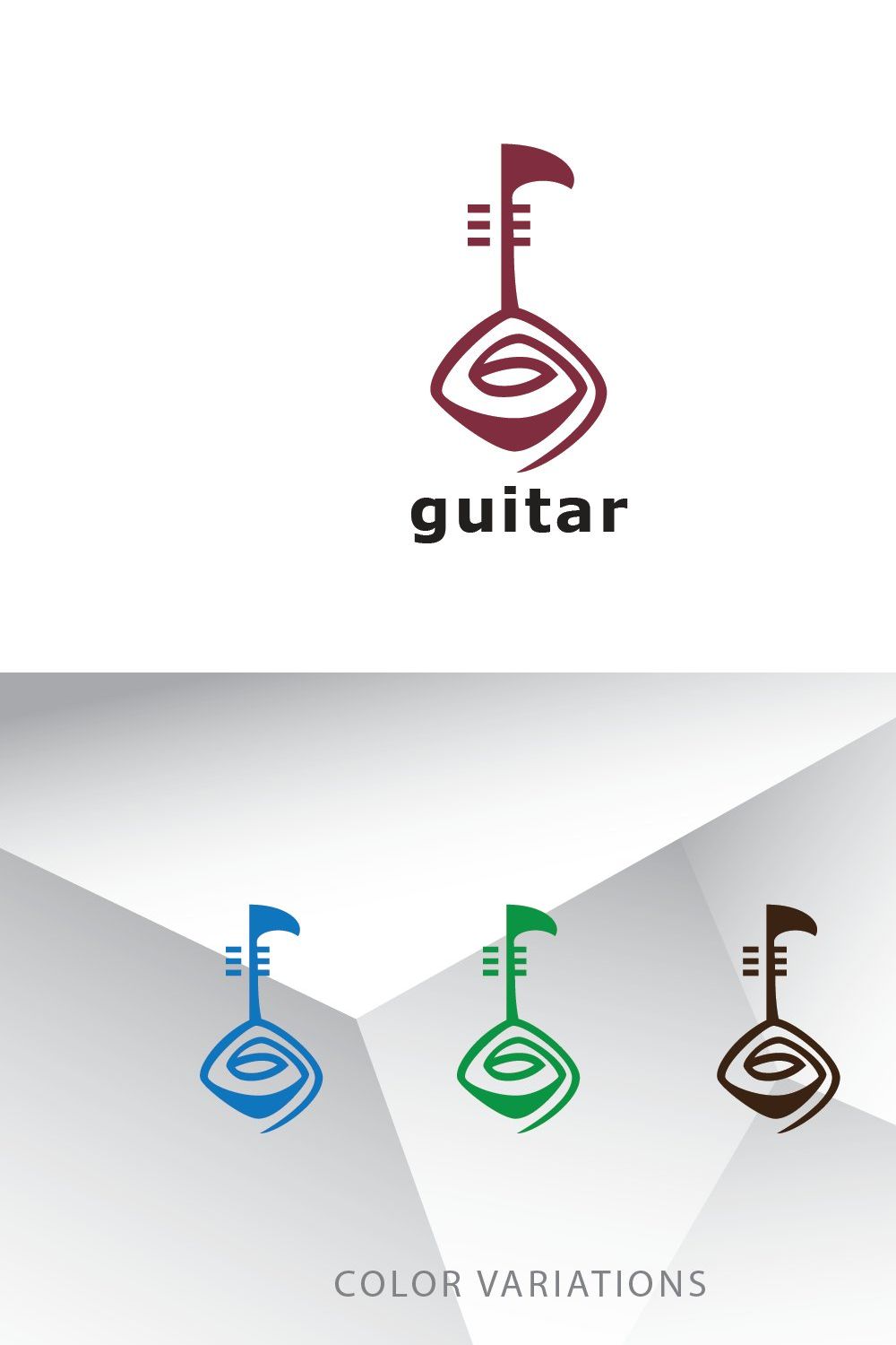 Rose Guitar Logo Template pinterest preview image.