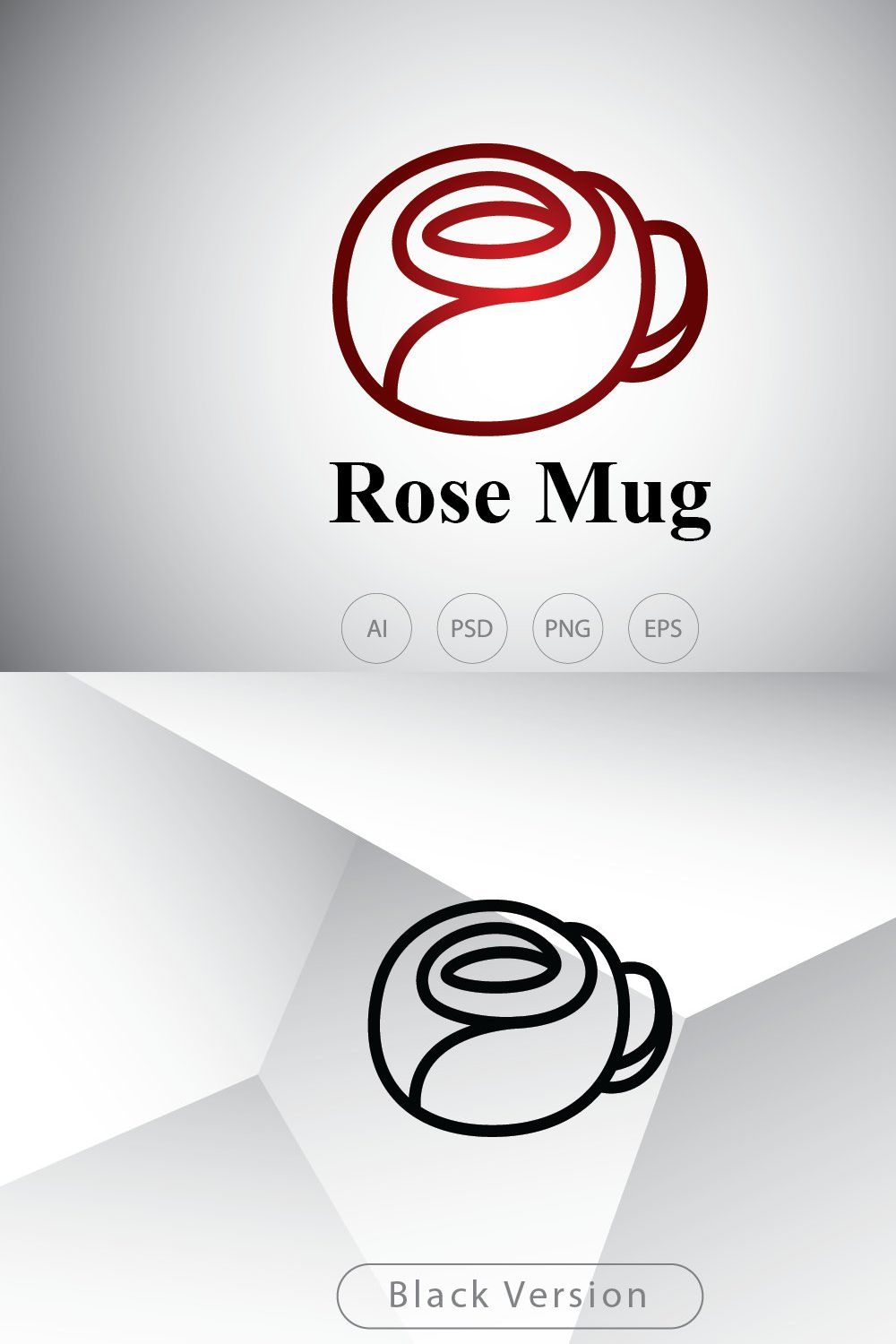 Rose Mug Logo Template pinterest preview image.