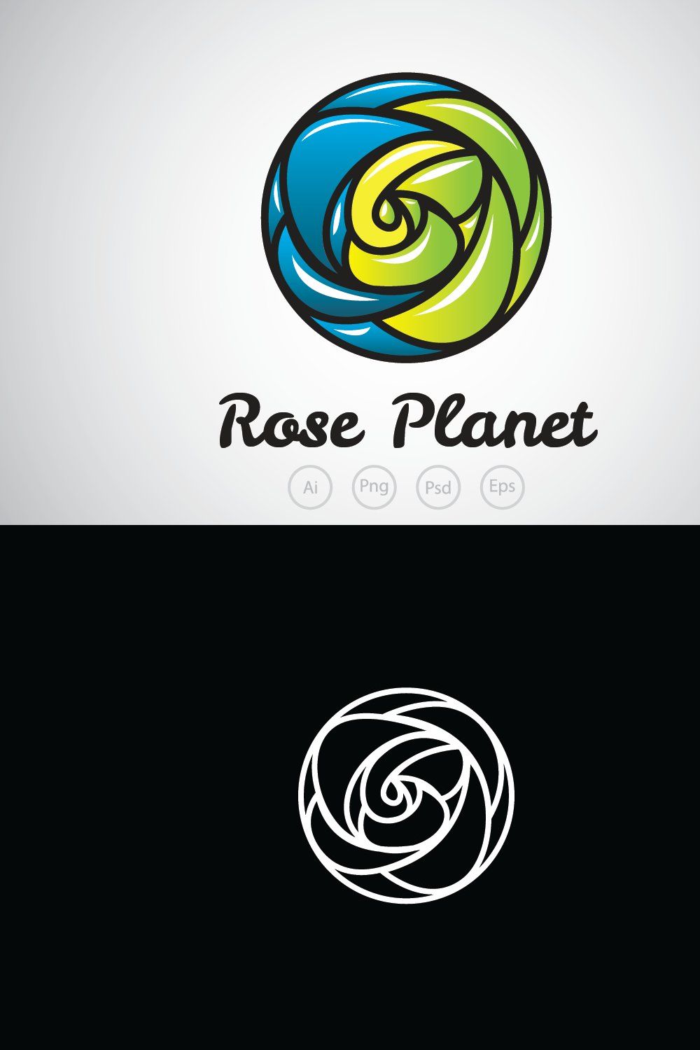 Rose Planet Logo Template pinterest preview image.