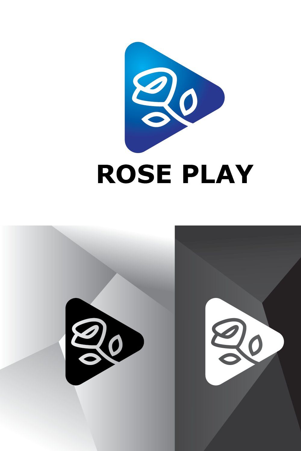 Rose Play Button Logo Template pinterest preview image.