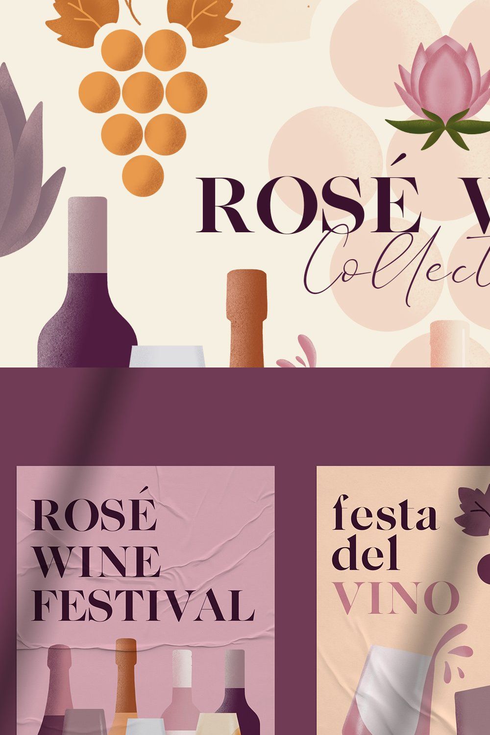 Rose Wine Collection. Patterns&Icons pinterest preview image.