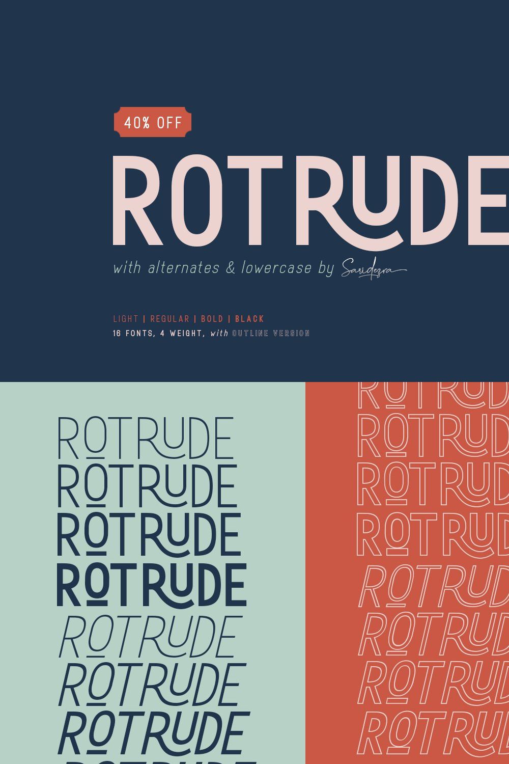 Rotrude Sans (16 FONTS) - 40% OFF pinterest preview image.