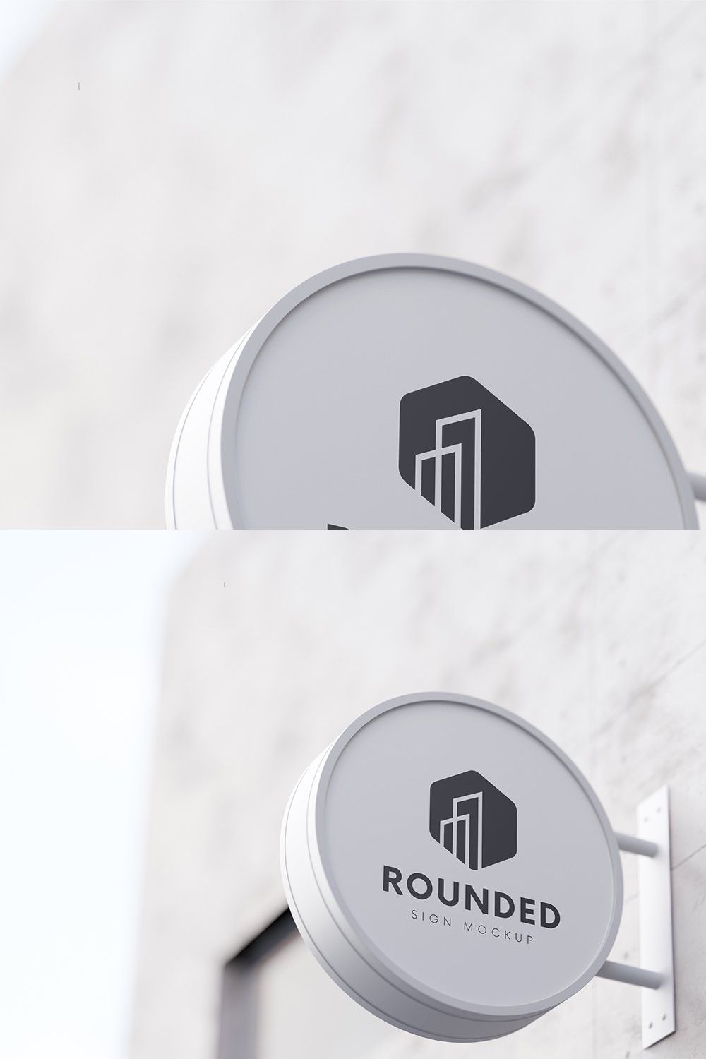 Round Wall Mounted Sign Mockups pinterest preview image.