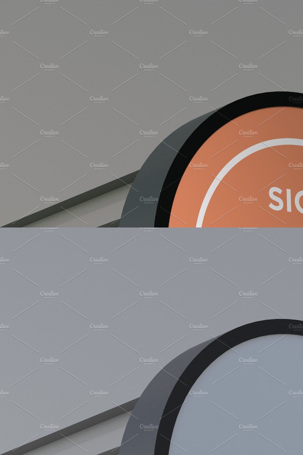 Rounded wall mount sign mockup pinterest preview image.