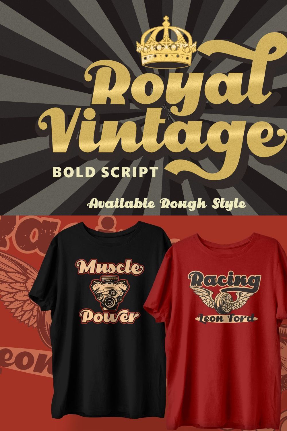 Royal Vintage - Bold Retro Font pinterest preview image.