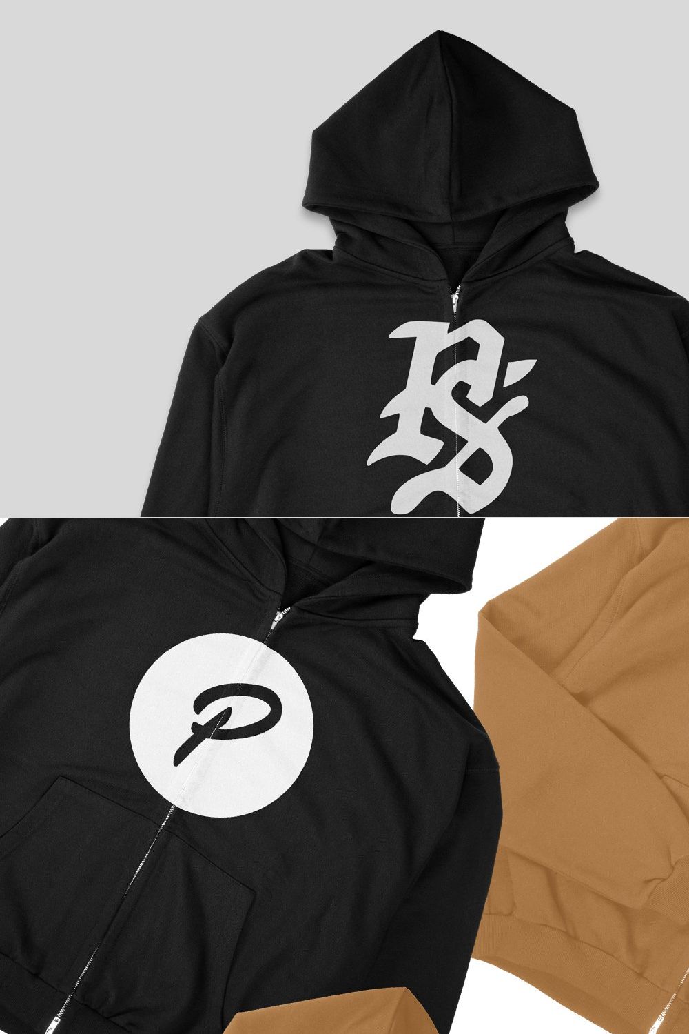 Rue Porter Zip Hoodie Mockups pinterest preview image.