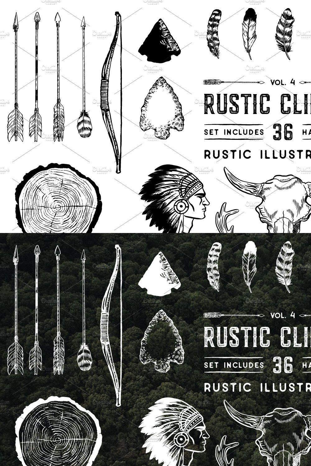 Rustic Clip Art Volume 4 pinterest preview image.