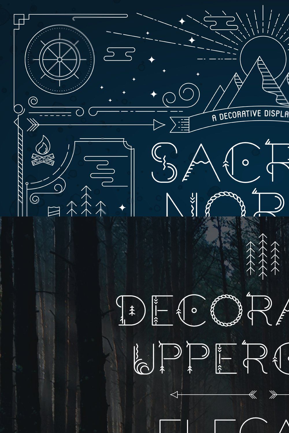 Sacred North Display Font + Extras pinterest preview image.