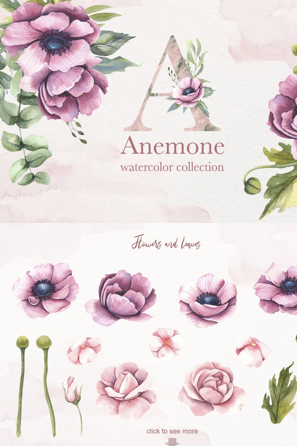 Sale 20%-Anemones Collection. pinterest preview image.