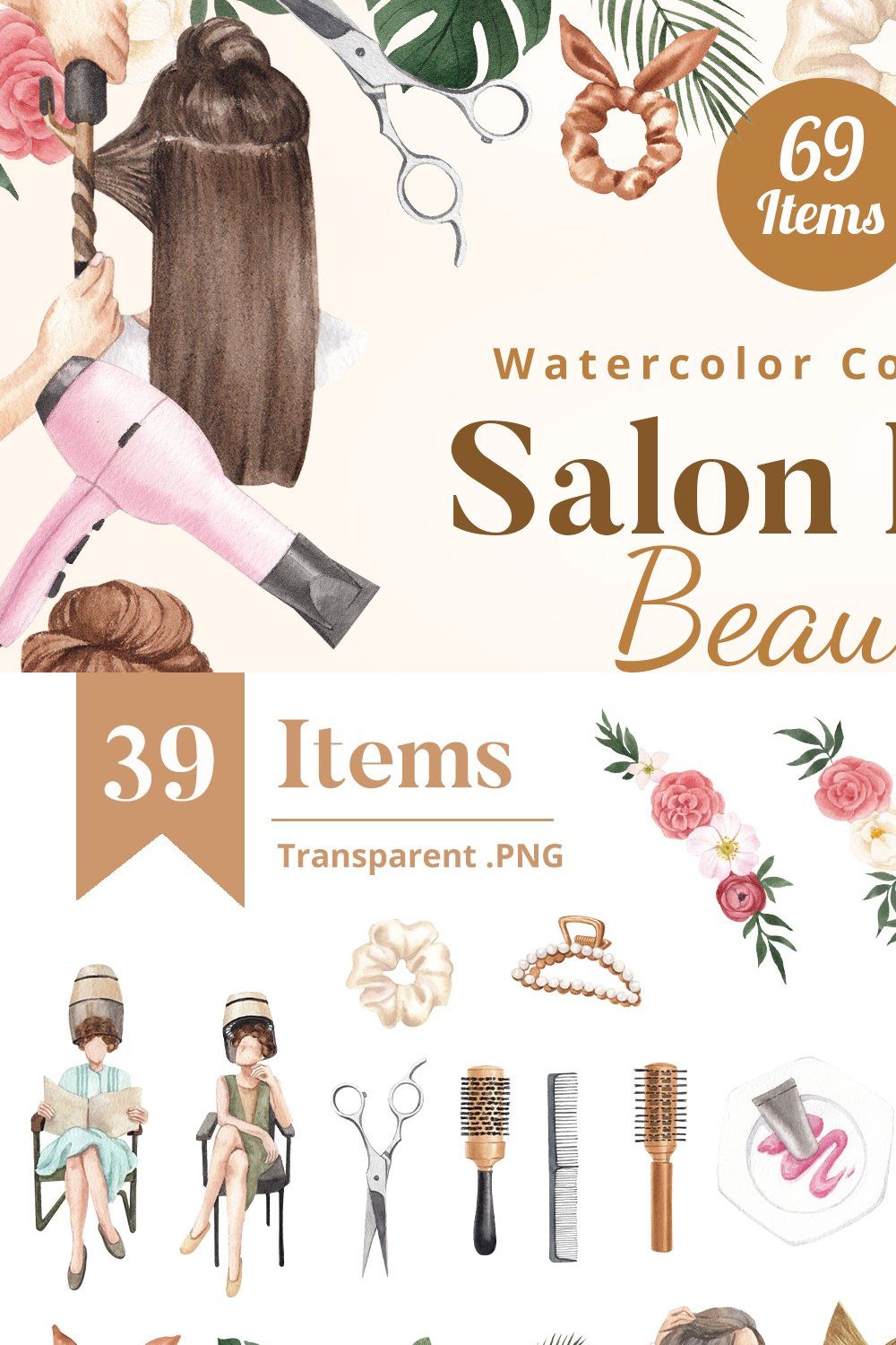 Salon Hair Beauty Watercolor pinterest preview image.