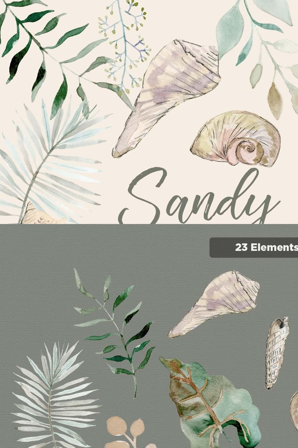 Sandy Breeze - Beachy Watercolor Set pinterest preview image.