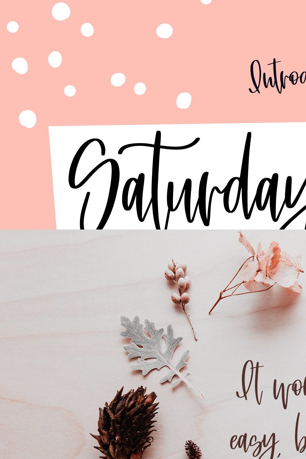 Saturday Brunch, a tight tall script pinterest preview image.