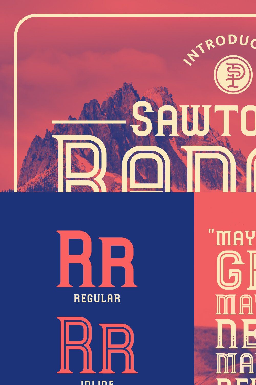 Sawtooth Ranger - Serif Display Font pinterest preview image.
