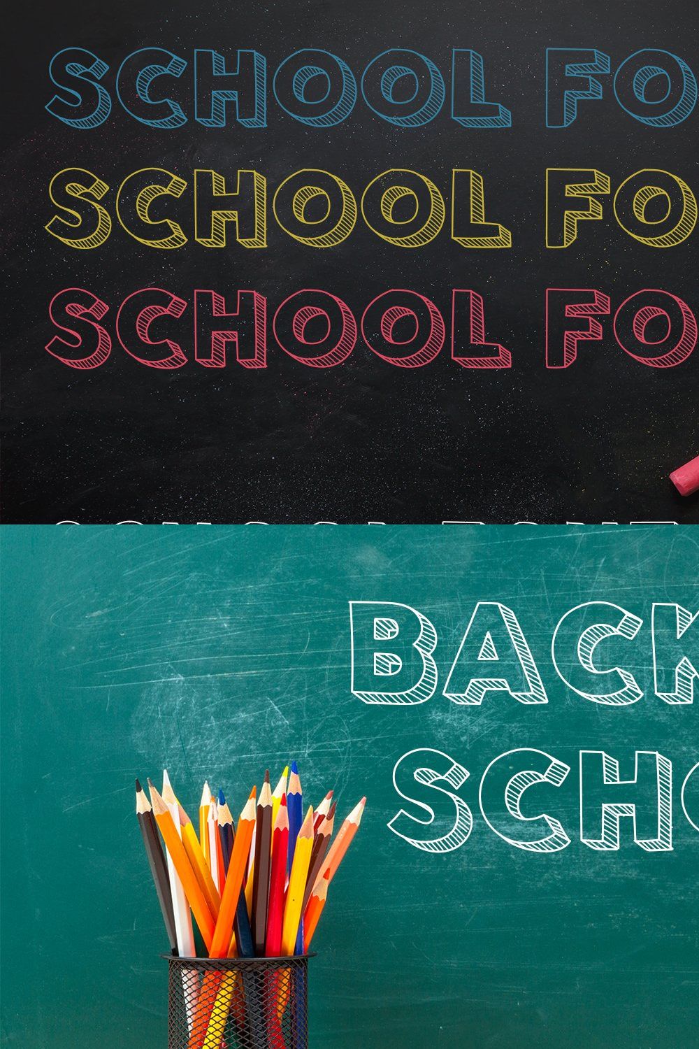 School Font pinterest preview image.