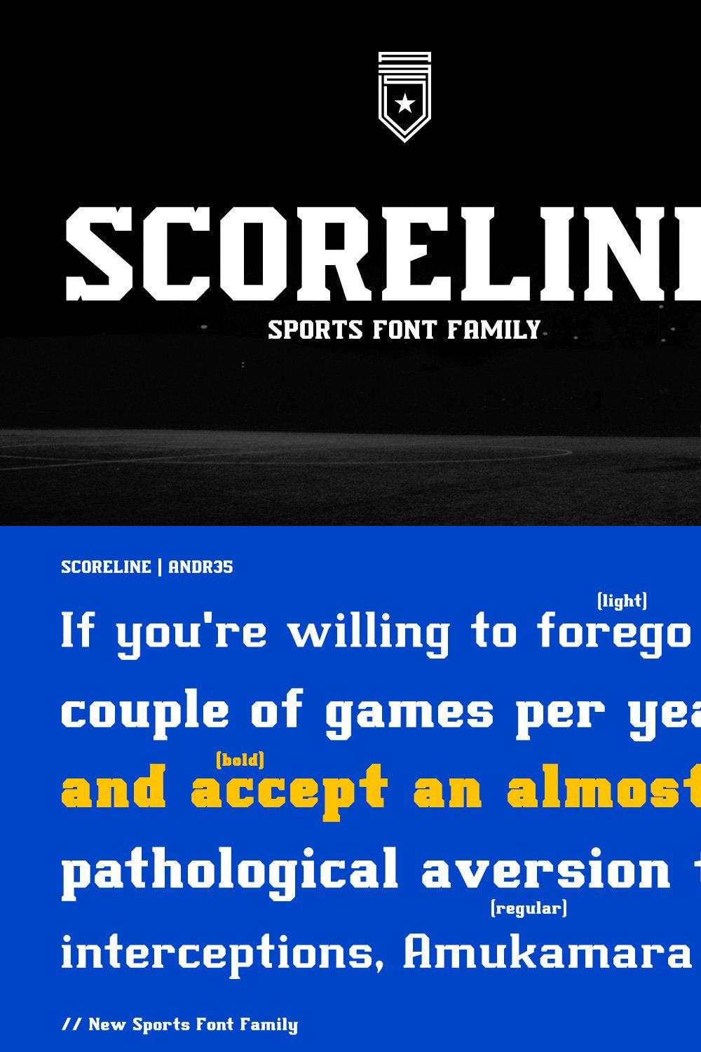 Scoreline Sports Font Family pinterest preview image.