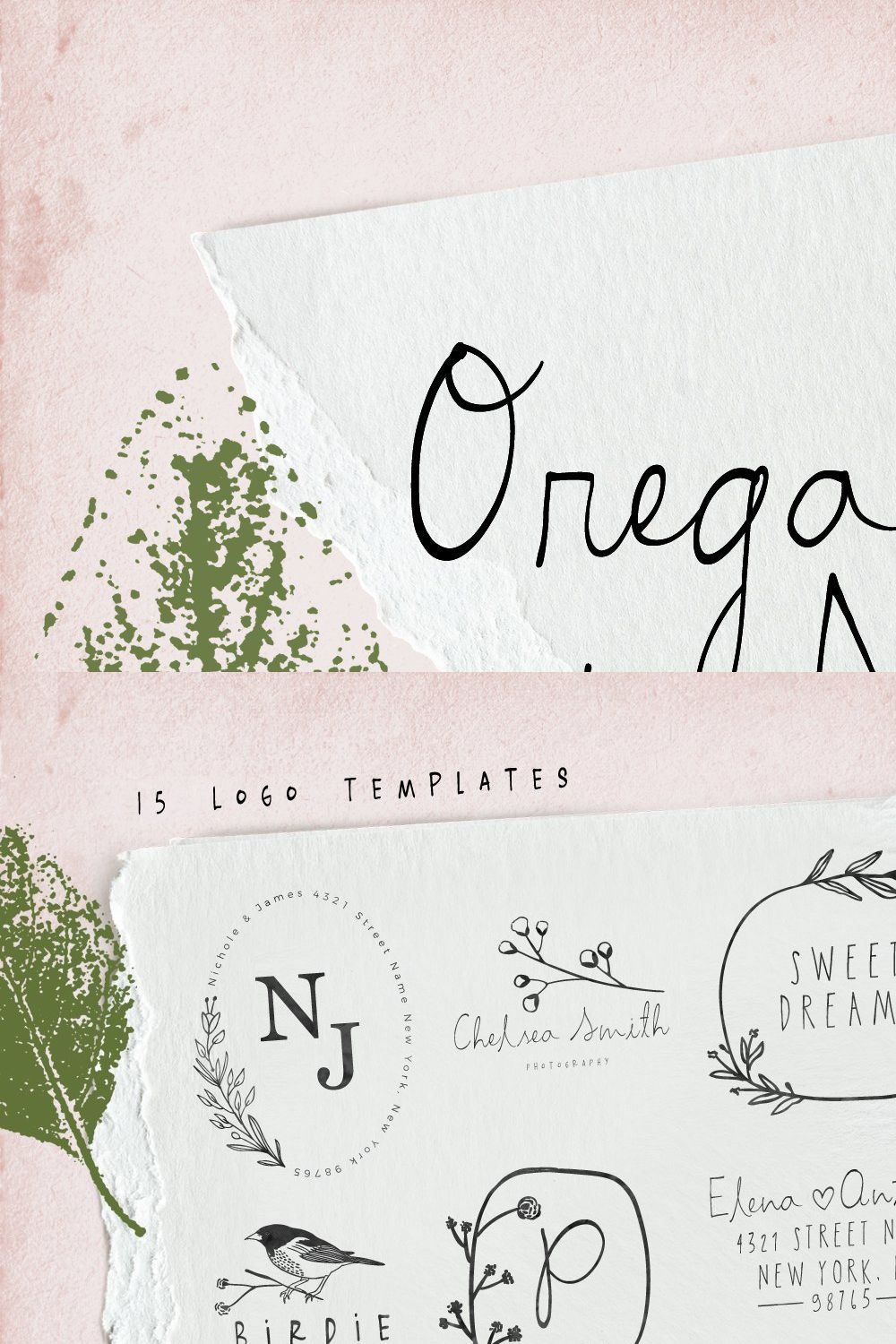 Script Font and Logos - Oregano Mint pinterest preview image.