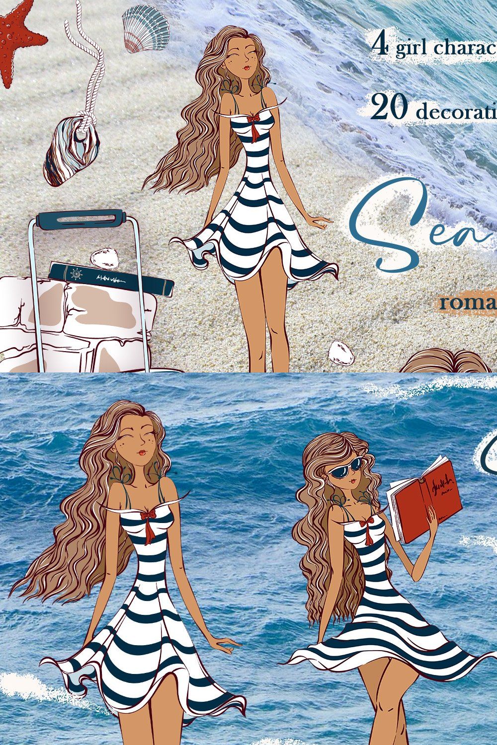 Sea holidays. Summer Cliparts pinterest preview image.
