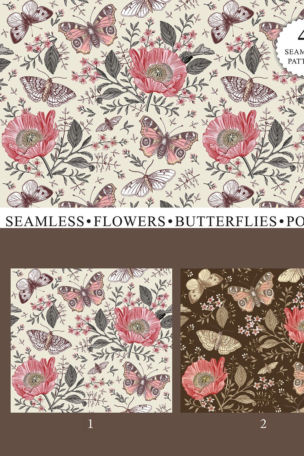 Seamless Butterflies Poppy Poppies pinterest preview image.