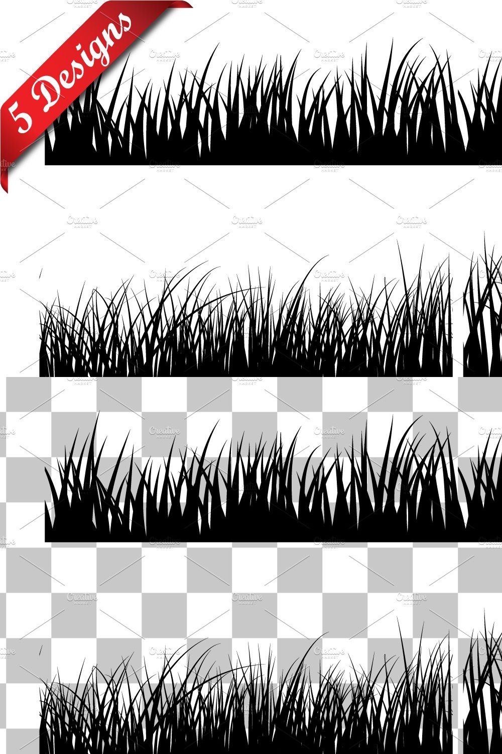 Seamless Meadow Grass Set pinterest preview image.