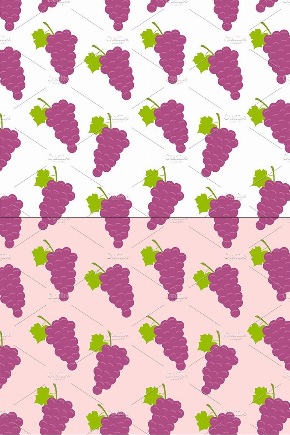 Seamless pattern with Grapes pinterest preview image.