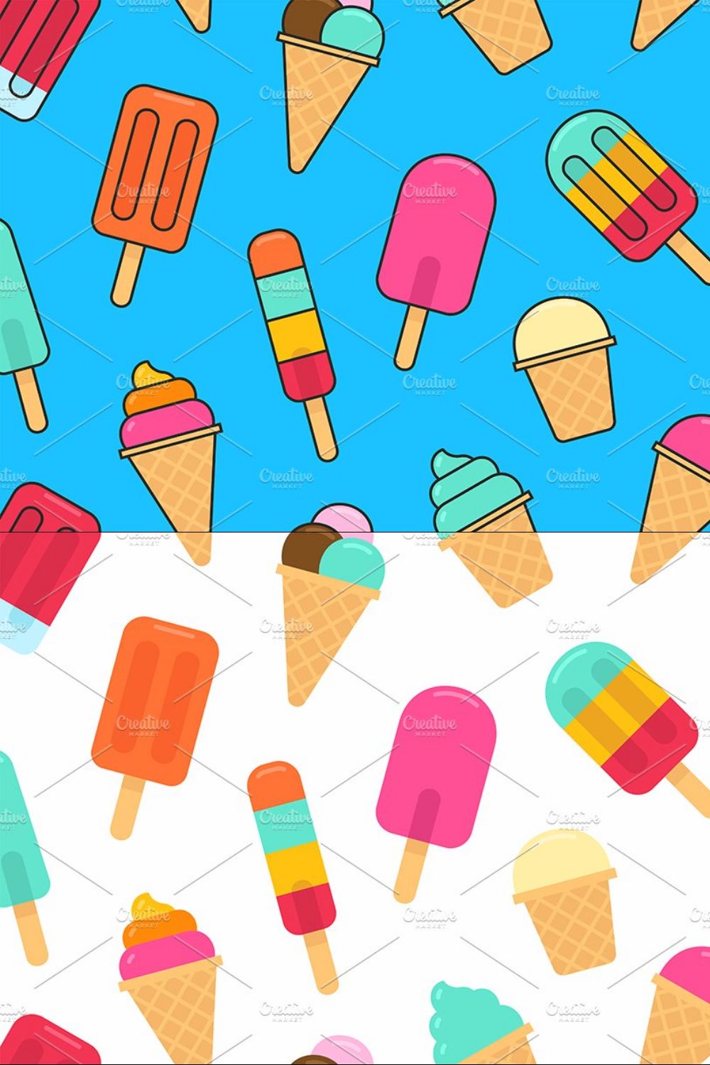Seamless pattern with ice cream pinterest preview image.
